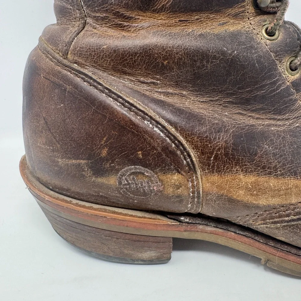 Double-H Lacer Logger Brown Work Boots Round‎ Toe DH9718 Men's Size 8.5D USA